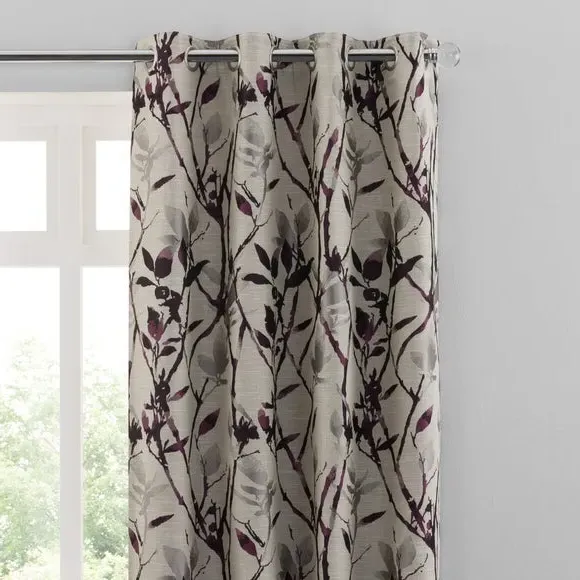 Eyelet Curtains with Lining - Purple, Jacquard
