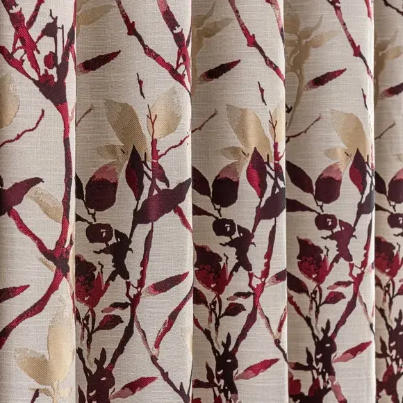 Eyelet Curtains with Lining - Red, Jacquard