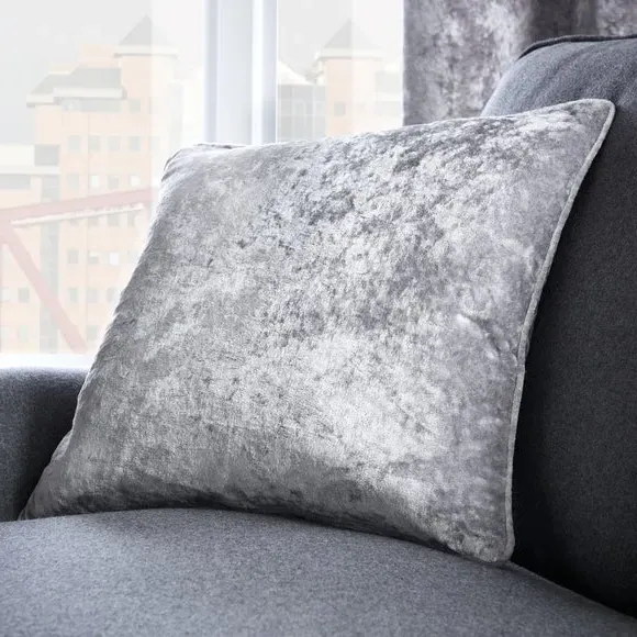 Eyelet Curtains with Lining - Silver, Velour