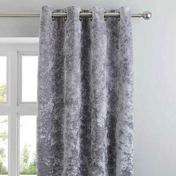 Eyelet Curtains with Lining - Silver, Velour image