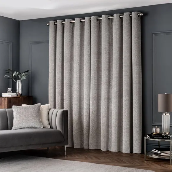 Eyelet Curtains with Lining - Silver, Velvet