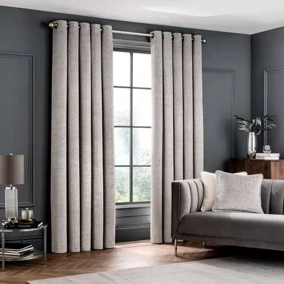 Eyelet Curtains with Lining - Silver, Velvet