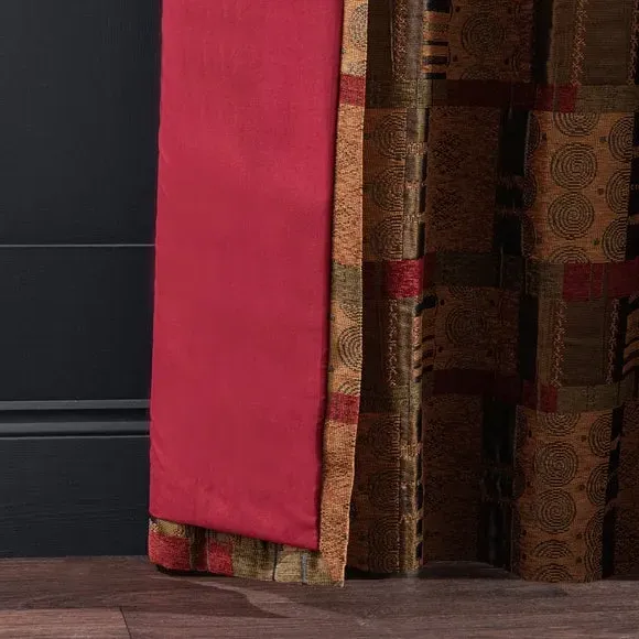 Eyelet Curtains with Lining - Terracotta, Chenille