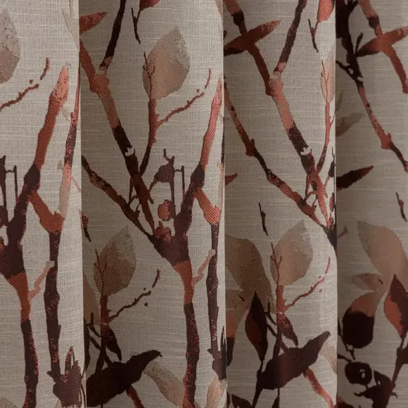 Eyelet Curtains with Lining - Terracotta, Jacquard