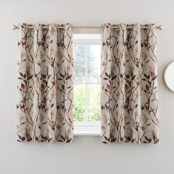 Eyelet Curtains with Lining - Terracotta, Jacquard