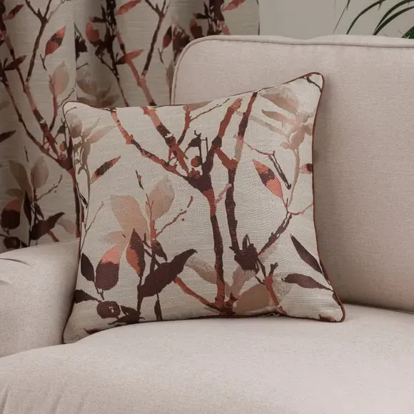 Eyelet Curtains with Lining - Terracotta, Jacquard