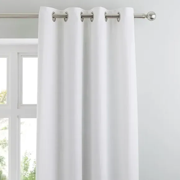 Eyelet Curtains with Lining - White, Polyester image