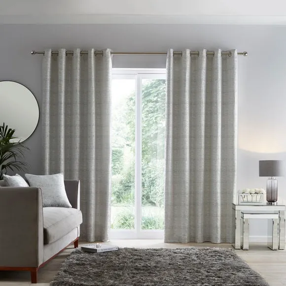 Eyelet Curtains with Lining - White