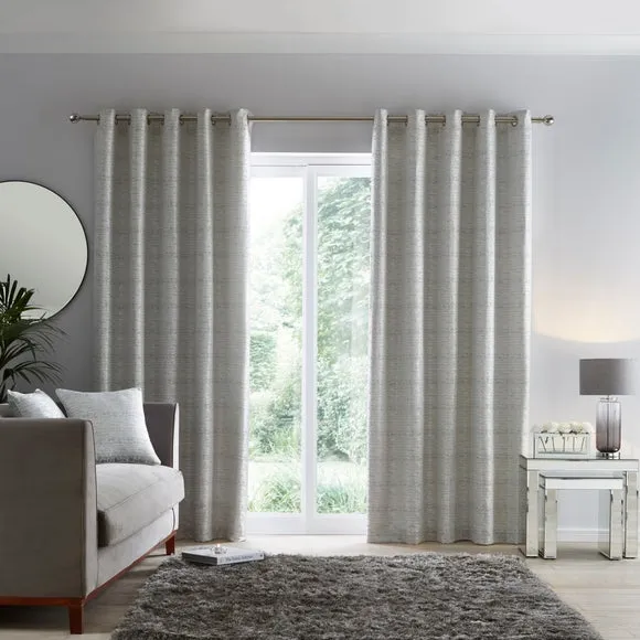 Eyelet Curtains with Lining - White