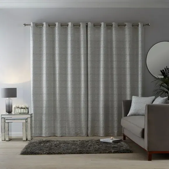 Eyelet Curtains with Lining - White