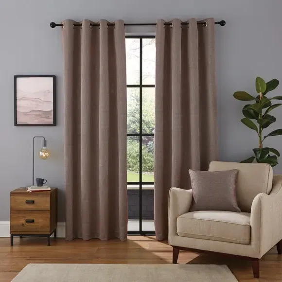 Eyelet Curtains with Lining - Wine
