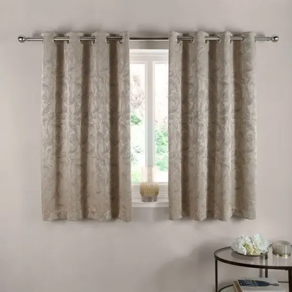 Eyelet Curtains with Marble Effect - Champagne