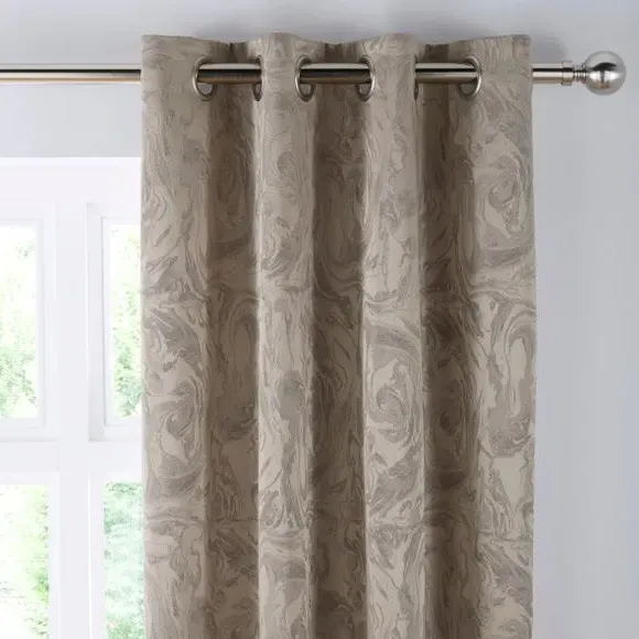 Eyelet Curtains with Marble Effect - Champagne image
