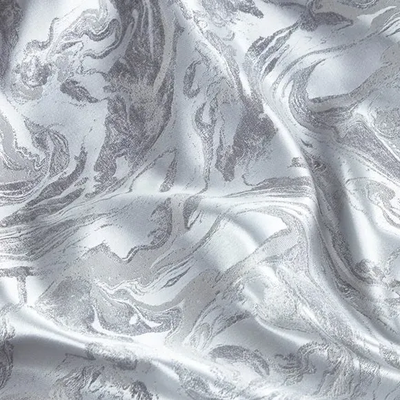 Eyelet Curtains with Marble Effect - Silver