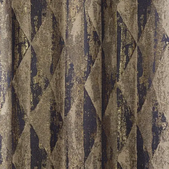 Eyelet Curtains with Metallic Design - Blue