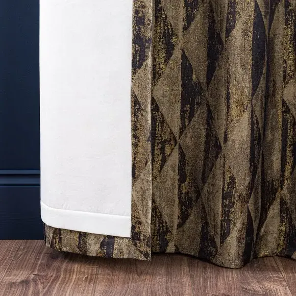 Eyelet Curtains with Metallic Design - Blue