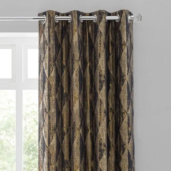 Eyelet Curtains with Metallic Design - Blue