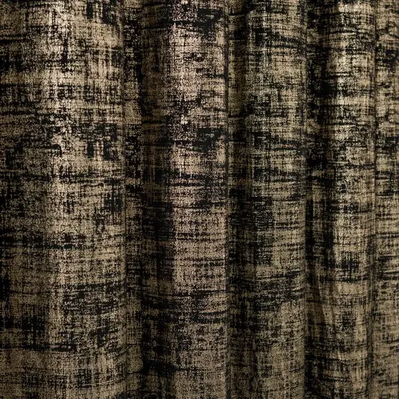 Eyelet Curtains with Metallic Print - Black