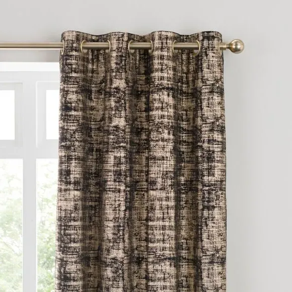 Eyelet Curtains with Metallic Print - Black image