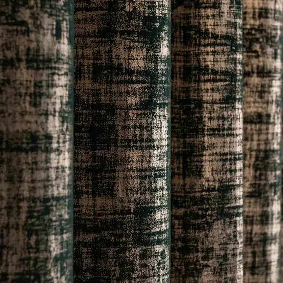 Eyelet Curtains with Metallic Print - Emerald