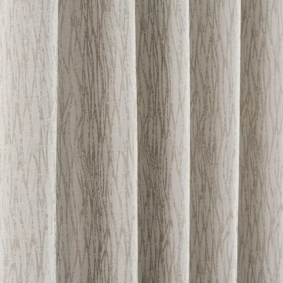 Eyelet Curtains with Metallic Stripes - Natural