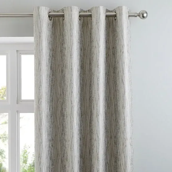 Eyelet Curtains with Metallic Stripes - Natural