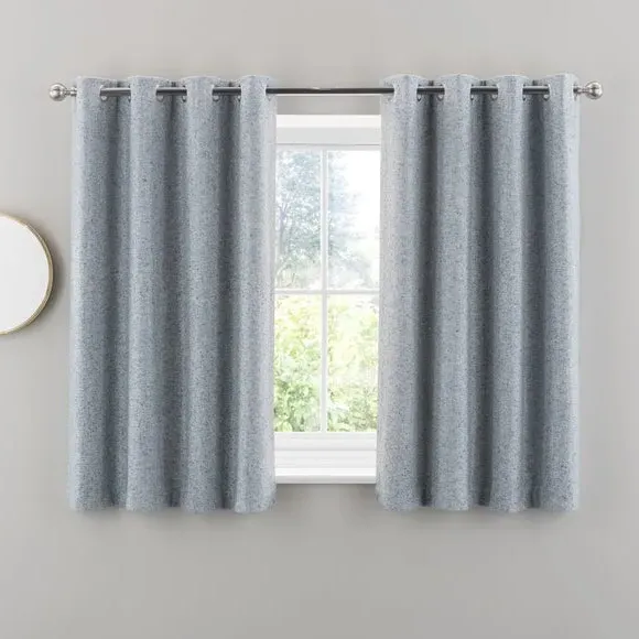 Eyelet Curtains with Multi-Tonal Weave - Blue