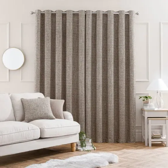 Eyelet Curtains with Multi-Tonal Weave - Natural