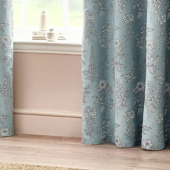 Eyelet Curtains with Room Darkening - Blue, Polyester