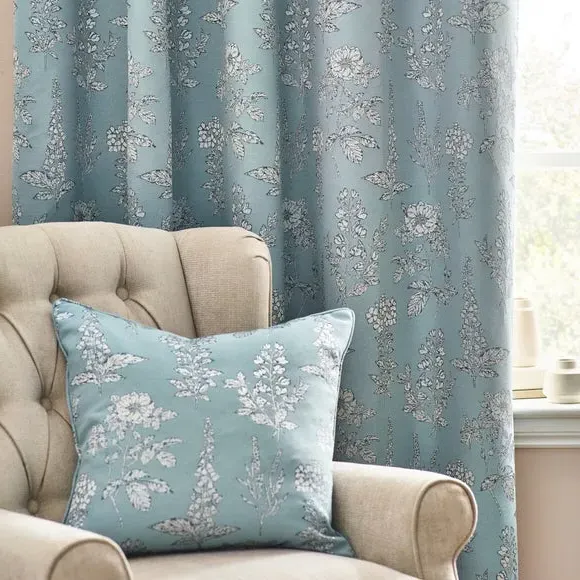Eyelet Curtains with Room Darkening - Blue, Polyester