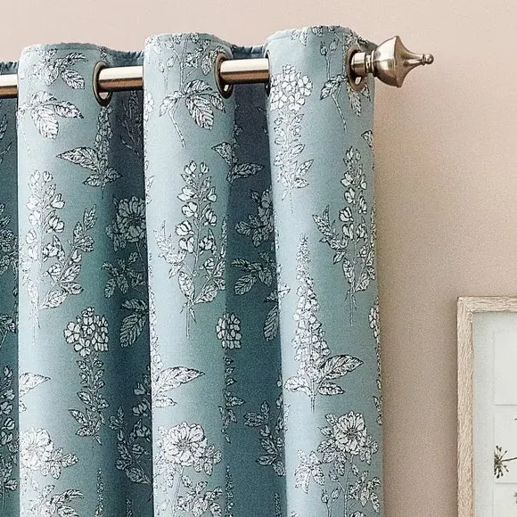 Eyelet Curtains with Room Darkening - Blue, Polyester