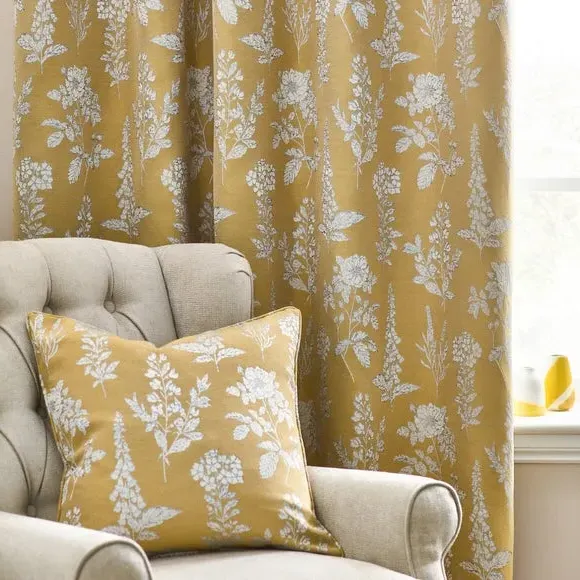 Eyelet Curtains with Room Darkening - Gold, Polyester