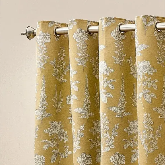 Eyelet Curtains with Room Darkening - Gold, Polyester