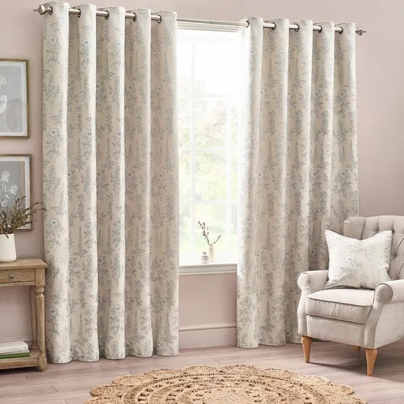 Eyelet Curtains with Room Darkening - Natural, Polyester