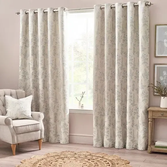 Eyelet Curtains with Room Darkening - Natural, Polyester
