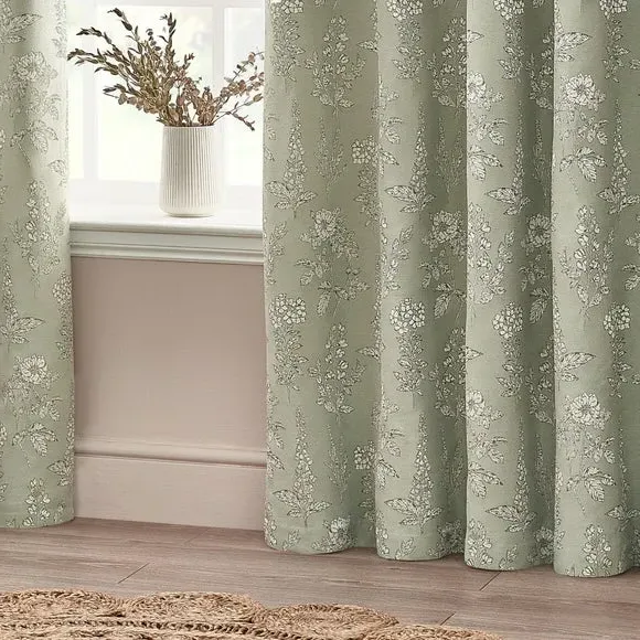 Eyelet Curtains with Room Darkening - Sage, Polyester