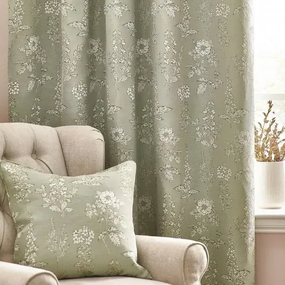 Eyelet Curtains with Room Darkening - Sage, Polyester