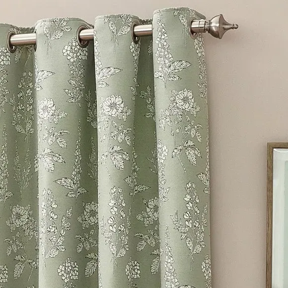 Eyelet Curtains with Room Darkening - Sage, Polyester