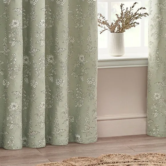 Eyelet Curtains with Room Darkening - Sage, Polyester