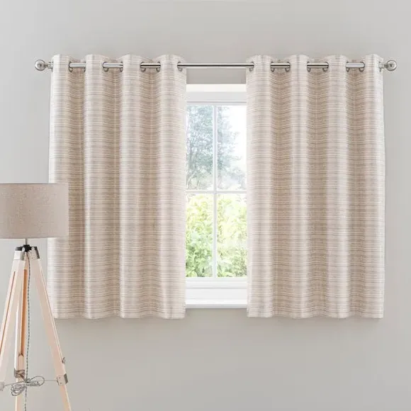 Eyelet Curtains with Shimmer - Natural, Polyester
