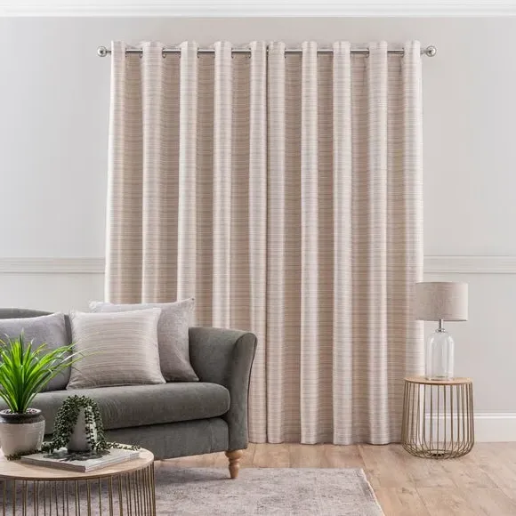 Eyelet Curtains with Shimmer - Natural, Polyester