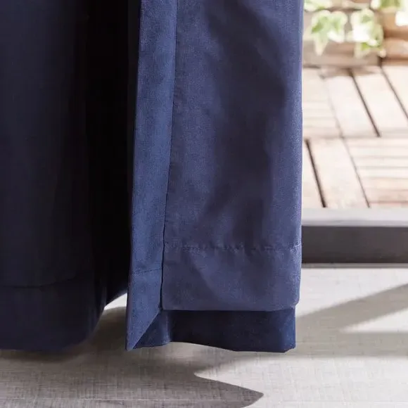Eyelet Curtains with Stripe Border - Ink, Velour