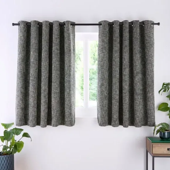 Eyelet Curtains with Textured Design - Green