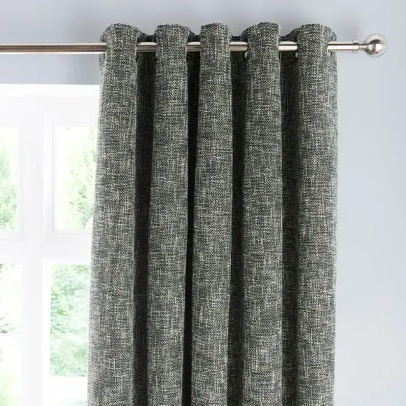 Eyelet Curtains with Textured Design - Green