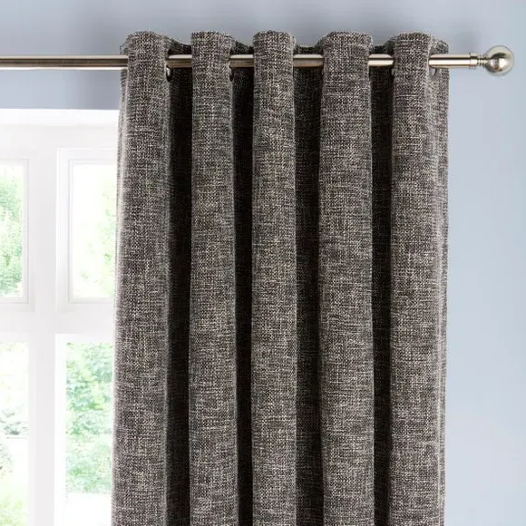Eyelet Curtains with Textured Design - Monochrome
