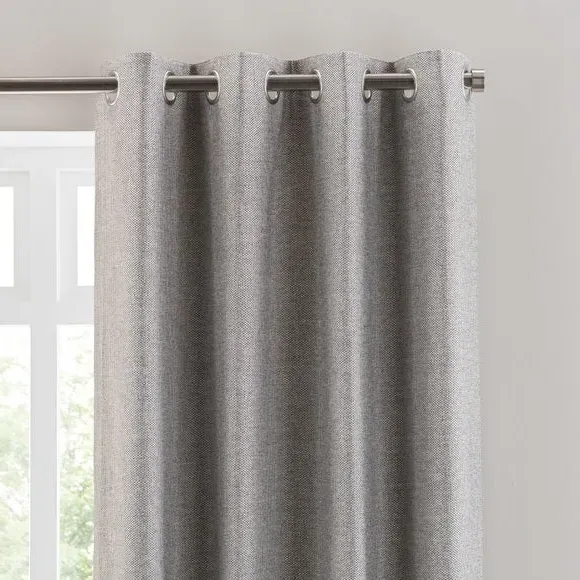 Eyelet Curtains with Textured Weave - Charcoal image