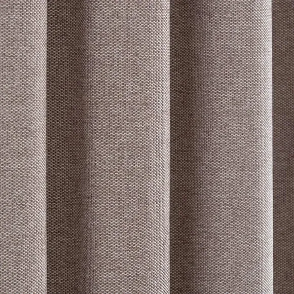Eyelet Curtains with Textured Weave - Fawn