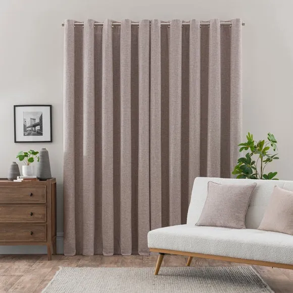 Eyelet Curtains with Textured Weave - Fawn