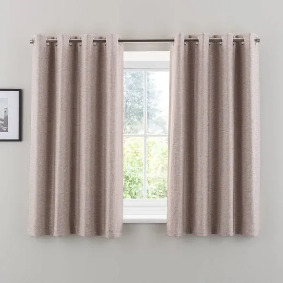 Eyelet Curtains with Textured Weave - Fawn