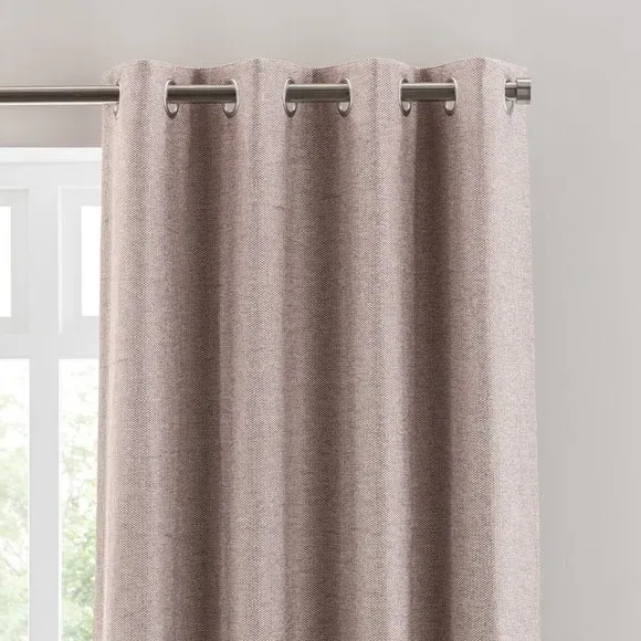 Eyelet Curtains with Textured Weave - Fawn